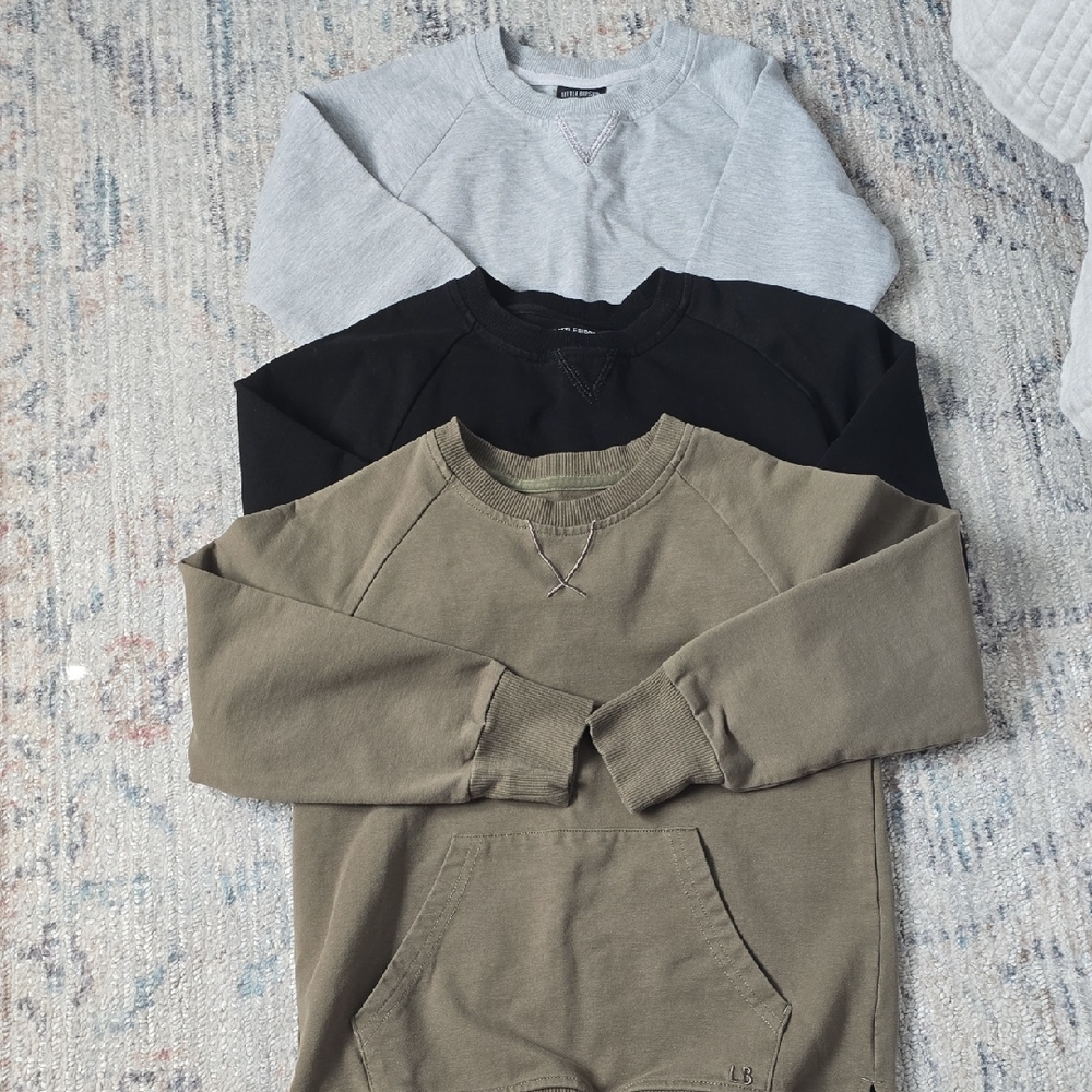 Set of Three Sweatshirts - Gray, Black, and Olive